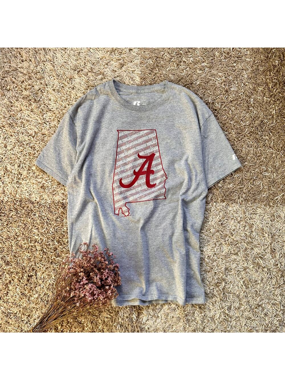 Vintage Russell Athletic Gray T-Shirt Tee A Crimson Men’s Size L